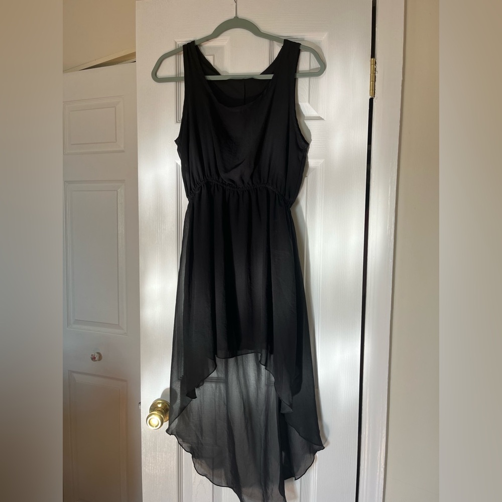 Milkway USA (Boutique brand) Dreamy high low black dress with opaque layer.